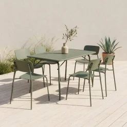 Set tavolo da giardino pieghevole in metallo con 6 sedie
