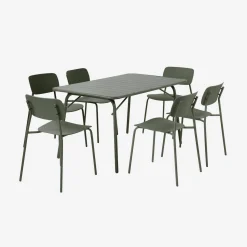 Set tavolo da giardino pieghevole in metallo con 6 sedie