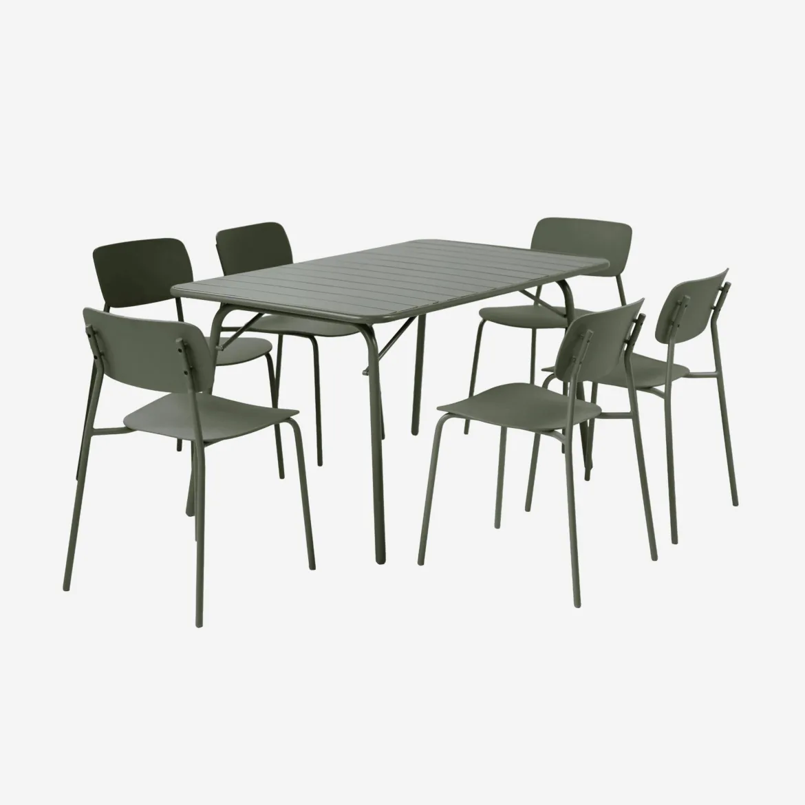 Set tavolo da giardino pieghevole in metallo con 6 sedie