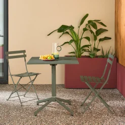 Set tavolo da giardino pieghevole in metallo con 2 sedie