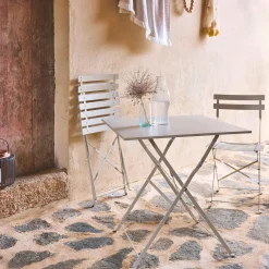 Set tavolo da giardino pieghevole in acciaio con 2 sedie, 70cm