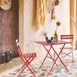 Set tavolo da giardino pieghevole in acciaio con 2 sedie, 70cm