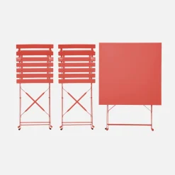 Set tavolo da giardino pieghevole in acciaio con 2 sedie, 70cm