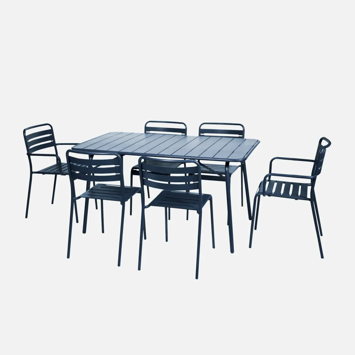 Set tavolo da giardino pieghevole in acciaio con 2 poltrone e 4 sedie, 140cm