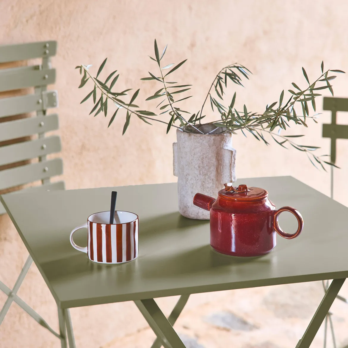 Set tavolo da giardino pieghevole in acciaio con 2 sedie, 70cm