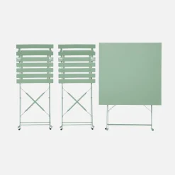 Set tavolo da giardino pieghevole in acciaio con 2 sedie, 70cm