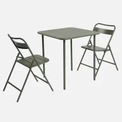 Set tavolo da giardino pieghevole in acciaio con 2 sedie, 70cm