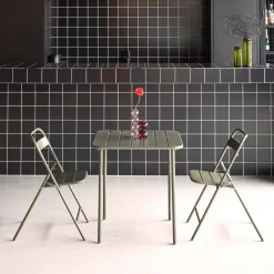 Set tavolo da giardino pieghevole in acciaio con 2 sedie, 70cm