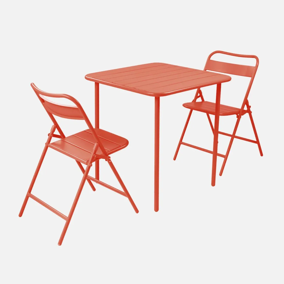 Set tavolo da giardino pieghevole in acciaio con 2 sedie, 70cm