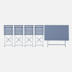 Set tavolo da giardino pieghevole in acciaio con 4 sedie, 110cm