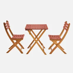 Set tavolo da giardino pieghevole in legno di acacia con 2 sedie