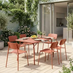 Set tavolo da giardino pieghevole in metallo con 6 sedie