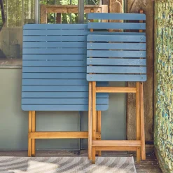 Set tavolo da giardino pieghevole in legno di acacia con 2 sedie