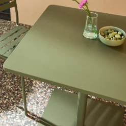 Set tavolo da giardino quadrato in acciaio con 2 sedie
