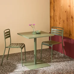Set tavolo da giardino quadrato in acciaio con 2 sedie