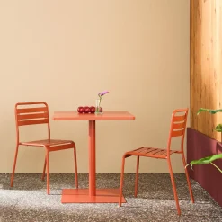 Set tavolo da giardino quadrato in acciaio con 2 sedie
