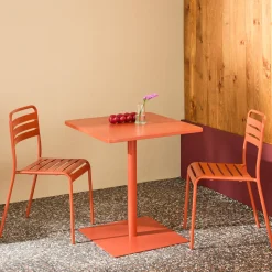 Set tavolo da giardino quadrato in acciaio con 2 sedie
