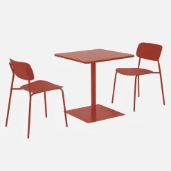 Set tavolo da giardino quadrato in acciaio con 2 sedie