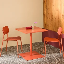 Set tavolo da giardino quadrato in acciaio con 2 sedie