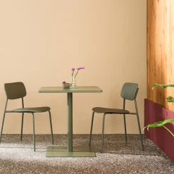 Set tavolo da giardino quadrato in acciaio con 2 sedie