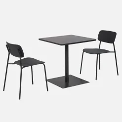Set tavolo da giardino quadrato in acciaio con 2 sedie