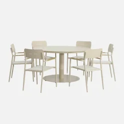 Set tavolo da giardino rotondo in alluminio con 6 sedie