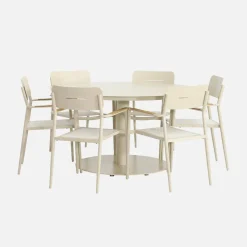 Set tavolo da giardino rotondo in alluminio con 6 sedie