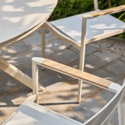 Set tavolo da giardino rotondo in alluminio e vetro con 6 sedie