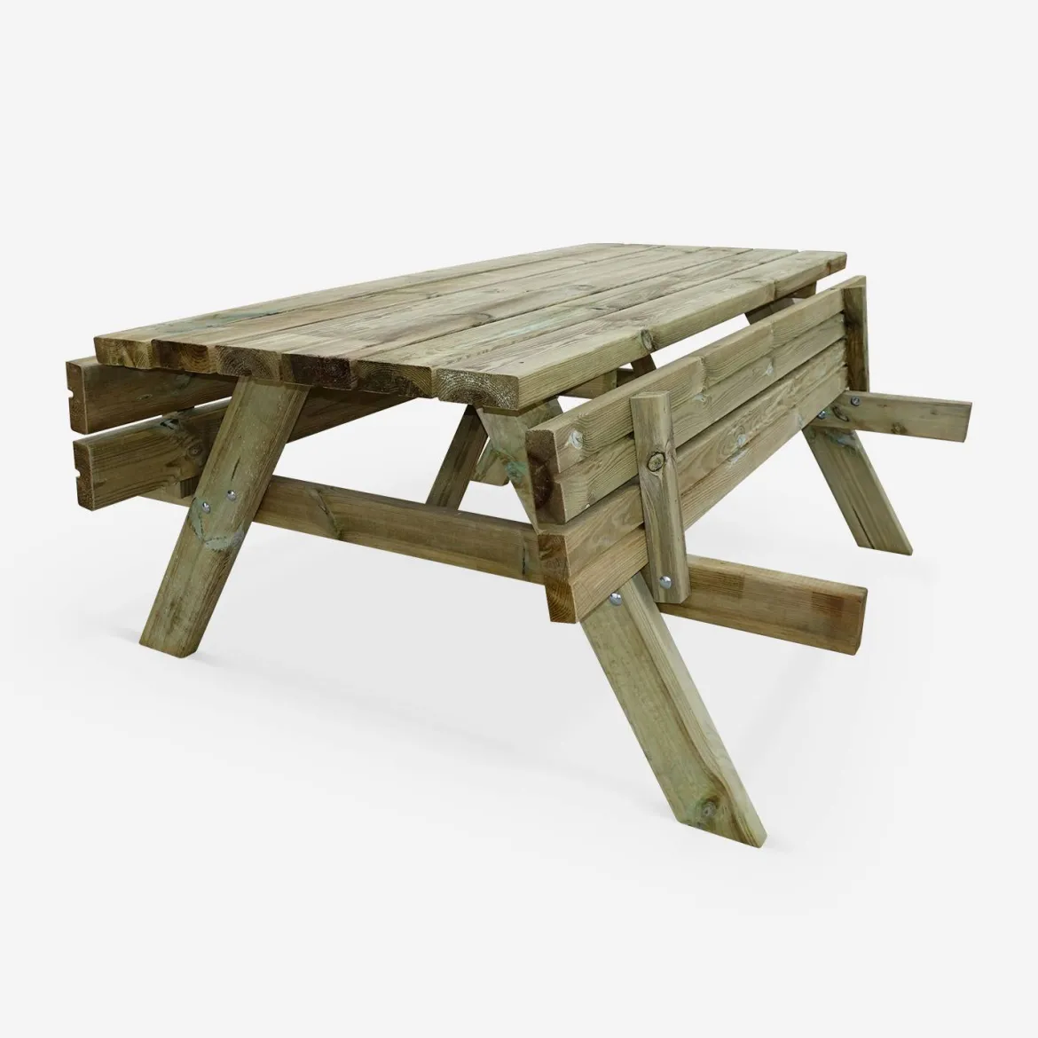 Set tavolo da picnic in legno di pino con 2 panche