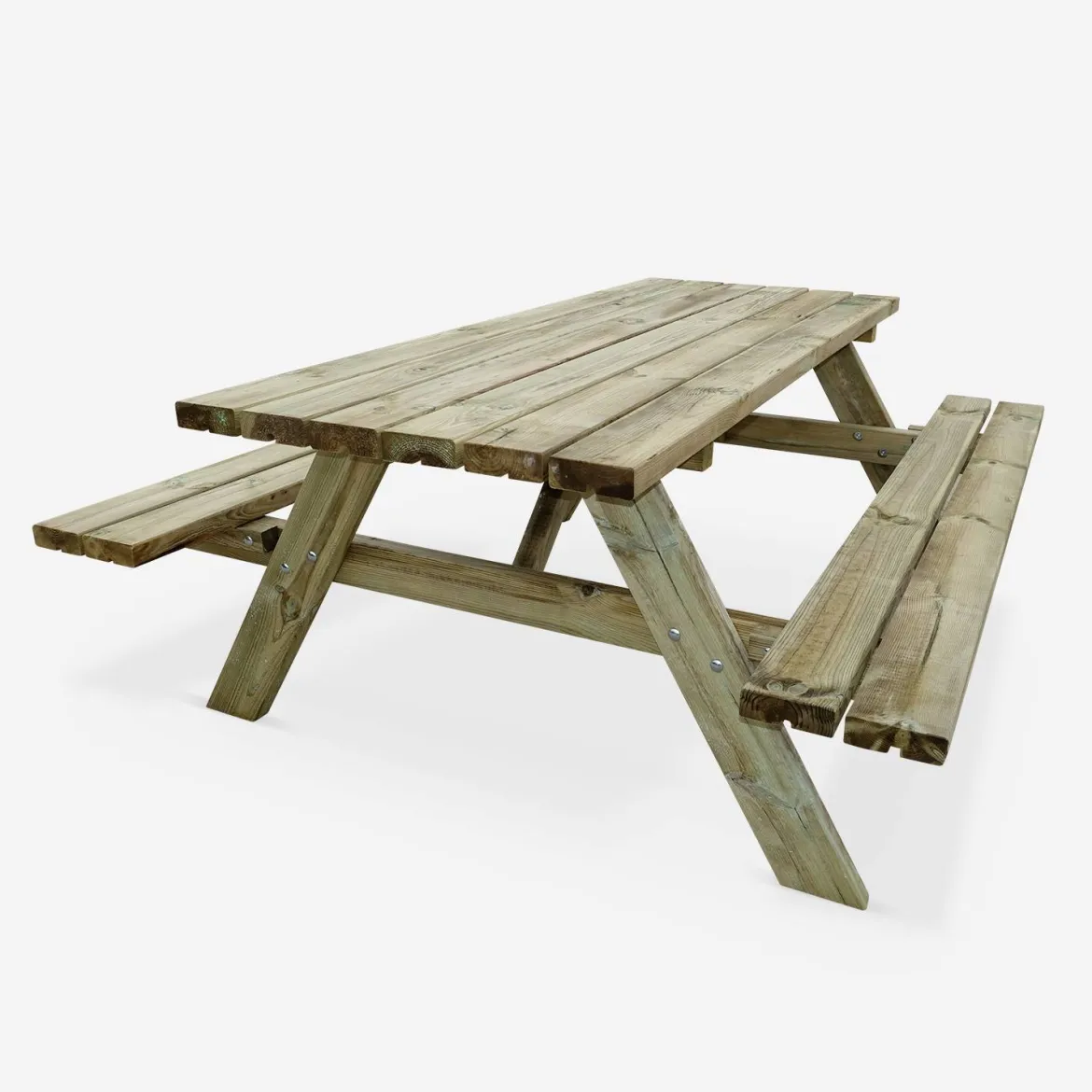 Set tavolo da picnic in legno di pino con 2 panche