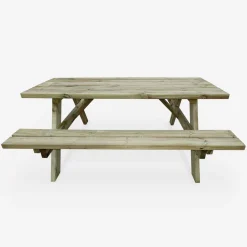 Set tavolo da picnic in legno di pino con 2 panche