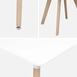 Set tavolo e 4 sedie da pranzo scandinavo con gambe in legno, 120x80cm