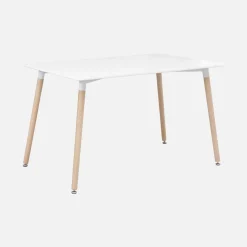Set tavolo e 4 sedie da pranzo scandinavo con gambe in legno, 120x80cm