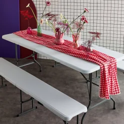 Set tavolo pieghevole per eventi con 2 panche in plastica