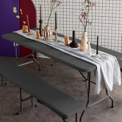 Set tavolo pieghevole per eventi con 2 panche in plastica