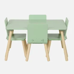 Set tavolo rettangolare per bambini in legno di pino con 4 sedie
