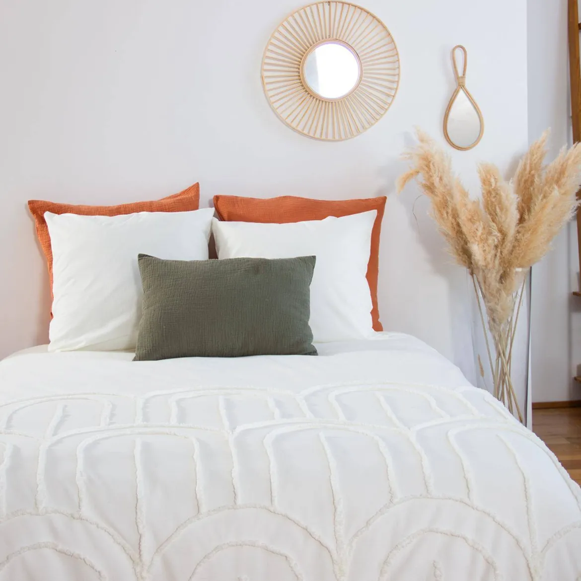 Set biancheria da letto con archi in cotone lavato, 2 posti