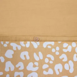 Set biancheria da letto in cotone reversibile con stampa leopardata gialla, 2 posti