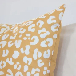 Set biancheria da letto in cotone reversibile con stampa leopardata gialla, 2 posti