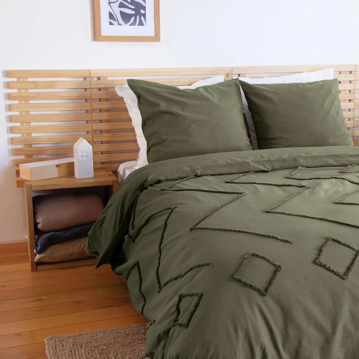 Set biancheria da letto in cotone verde, 2 posti