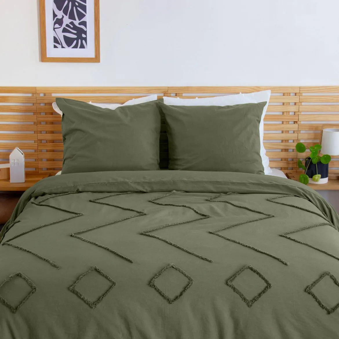 Set biancheria da letto in cotone verde, 2 posti