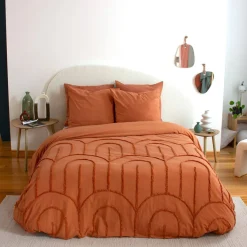 Set biancheria da letto in cotone terracotta, 2 posti