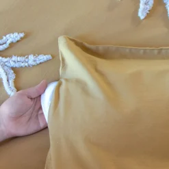 Set biancheria da letto in cotone color senape, 2 posti