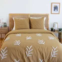 Set biancheria da letto in cotone color senape, 2 posti