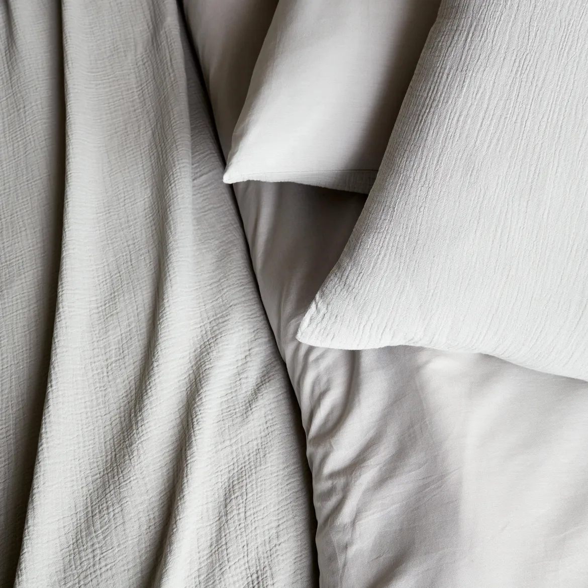 Set biancheria da letto in garza di cotone grigio chiaro