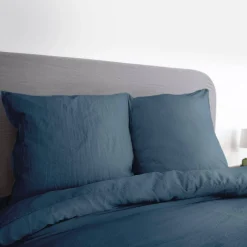 Set biancheria da letto in microfibra lavata blu notte, 2 posti