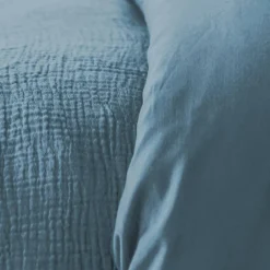 Set biancheria letto in mussola di cotone blu scuro