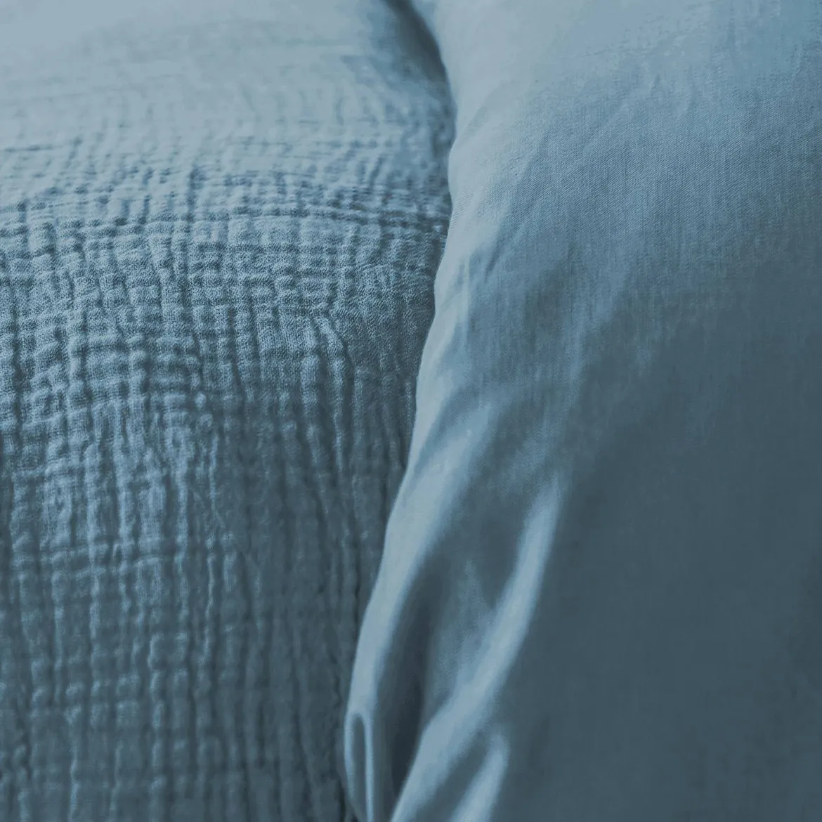 Set biancheria letto in mussola di cotone blu scuro