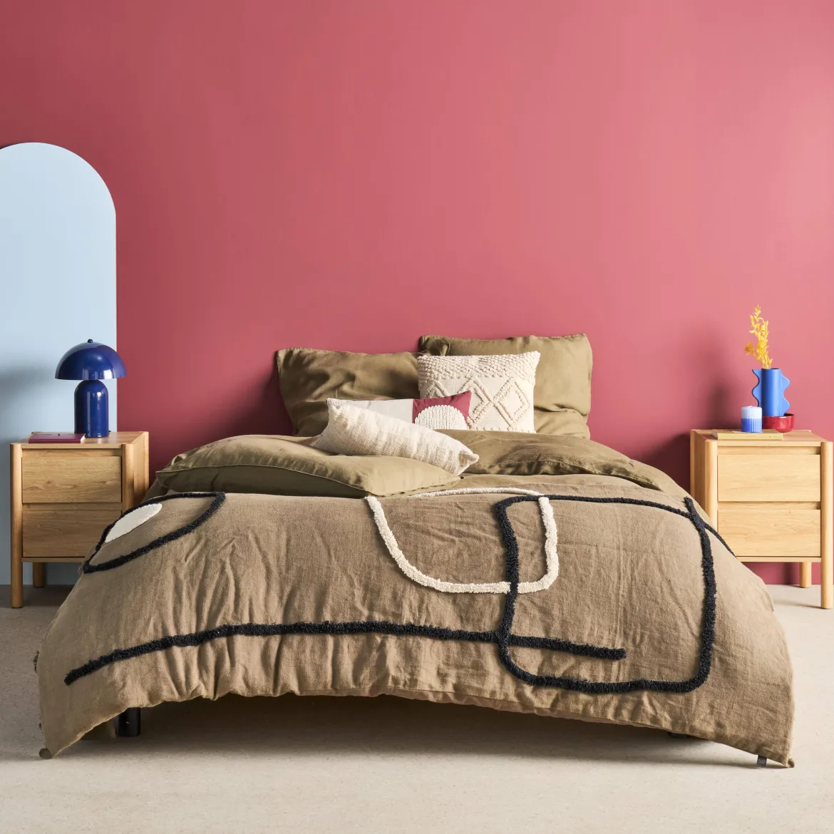 Set 2 comodini decoro legno 2 cassetti