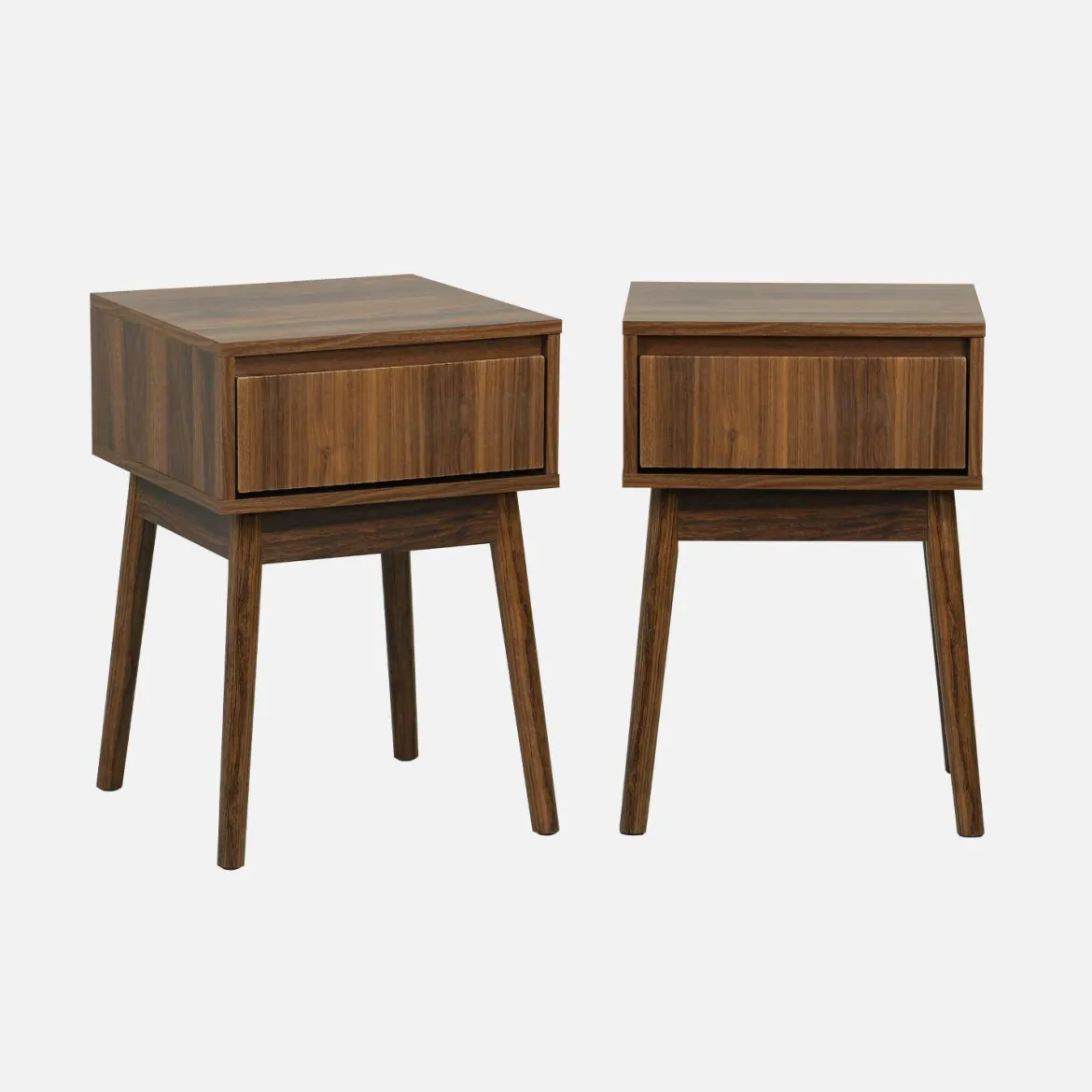 Set 2 comodini effetto legno con cassetto